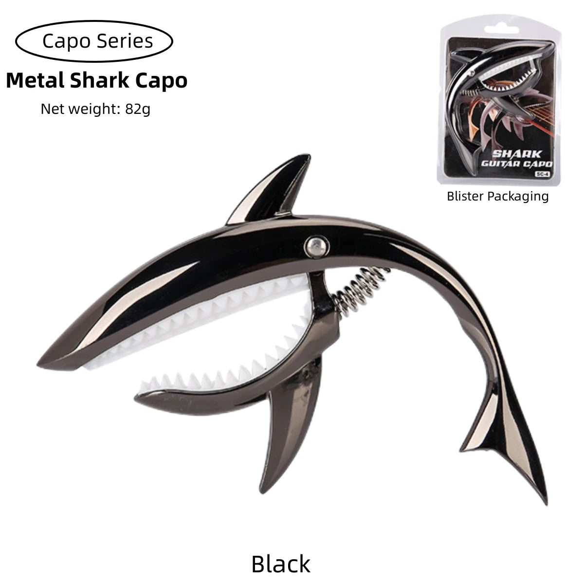 Miwayer Metal Shark Guitar Capo Zinc Alloy for Bass Acoustic and Electric Guitar with Good Hand Feeling, 7 Colors Optional