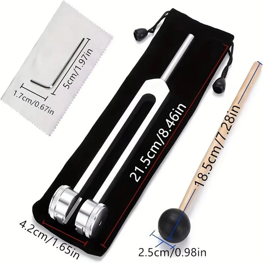 128Hz Tuning Fork for Sound Therapy Stress Reduction Otoacoustic Emission Testing and Ear Cleaning Tools (Mallet&Wrench Include