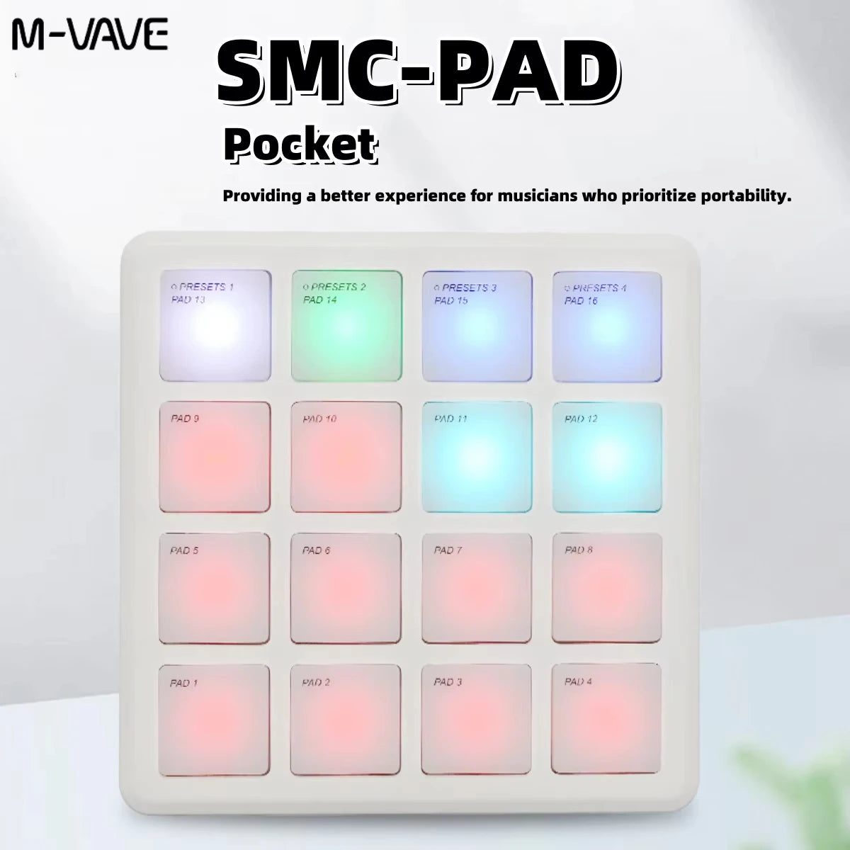 M-VAVE SMK-25 II MIDI Pad Controller Keyboard USB Mini 25 Key,16 RGB Drum Pads,8 Knobs and Music Production,Software Included
