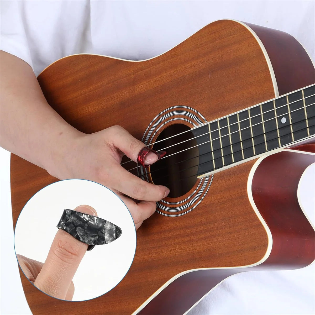 Guitar Picks 4pcs Celluloid Plectrums Thumb Finger Picks for Electric Guitar Acoustic Guitar Ukulele Bass