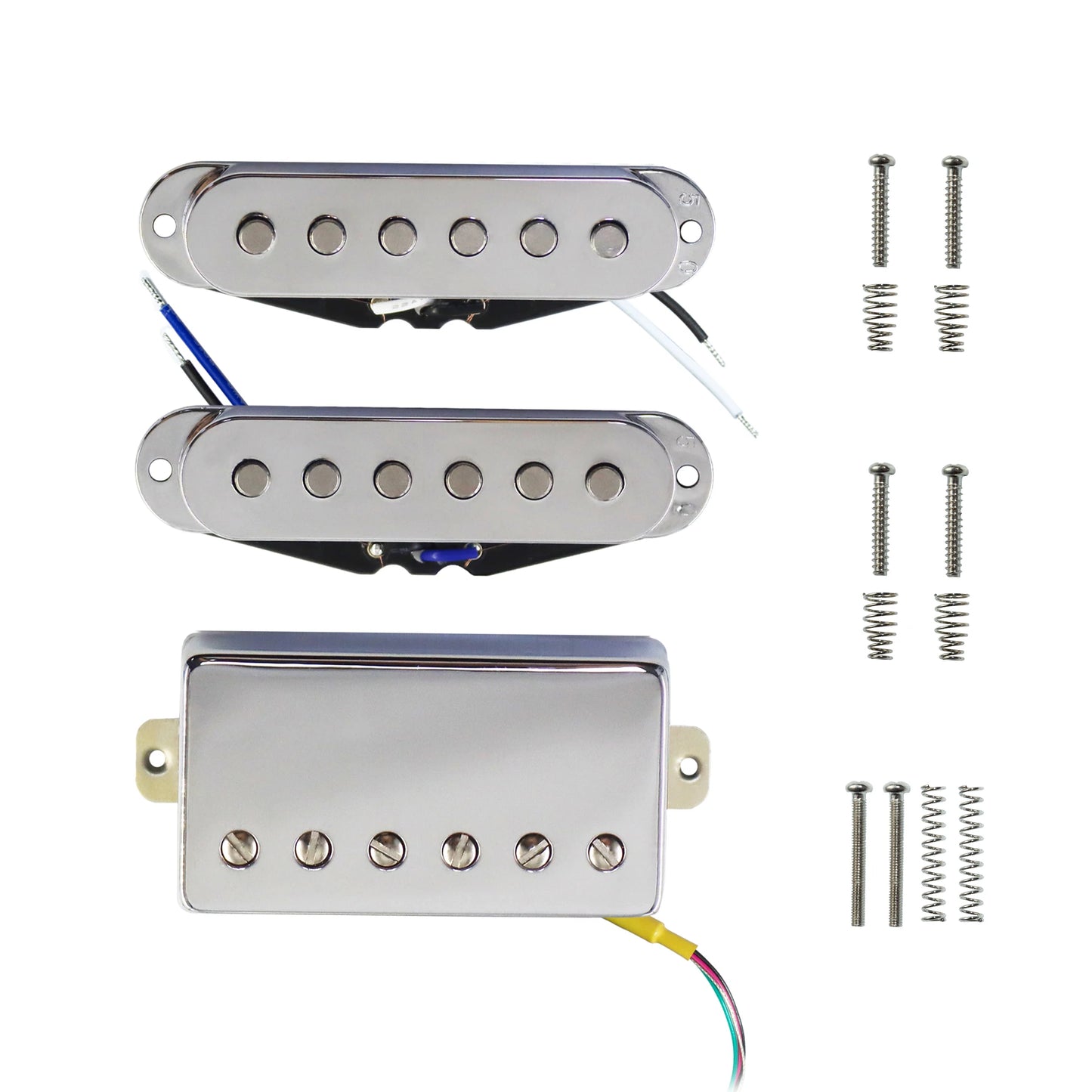 Equipped with 2 ST single coil pickups and 1 LP style guitar pickup, a set of single coil, single coil, and double coil pickups