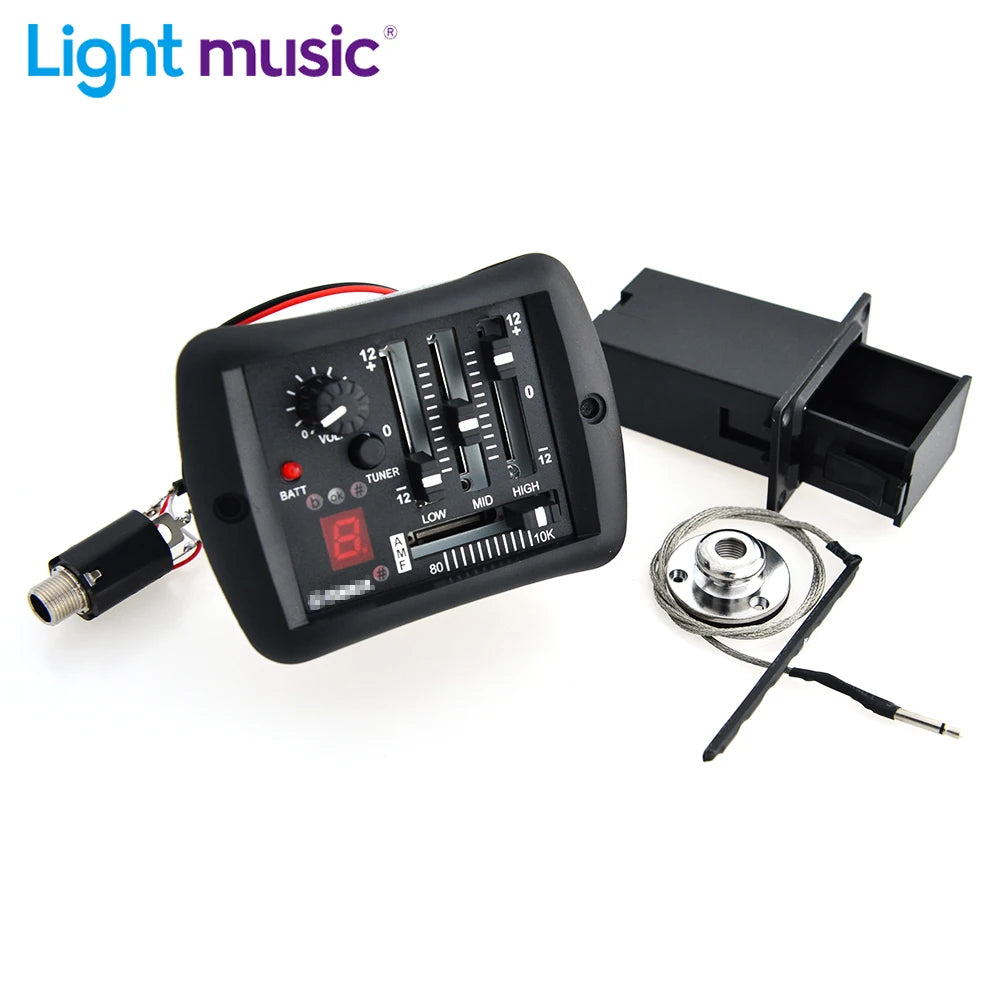 4 Band Guitar Pickup Preamp EQ Equalizer Piezo Pickup with Tuner for Folk Guitar Guitar Accessories
