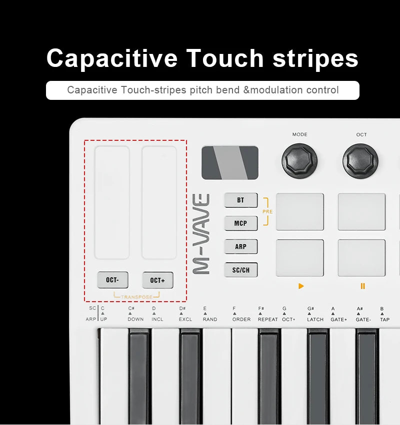 M-VAVE SMK-25 II MIDI Pad Controller Keyboard USB Mini 25 Key,16 RGB Drum Pads,8 Knobs and Music Production,Software Included