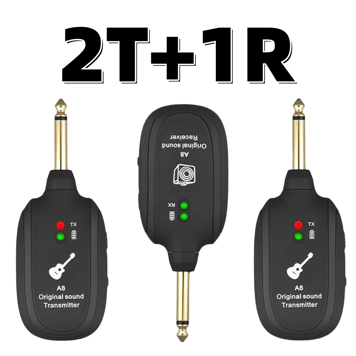 Miwayer A8 Wireless Guitar System Built in 4 Channels Wireless Guitar Transmitter Receiver for Electric Guitar Bass Violin