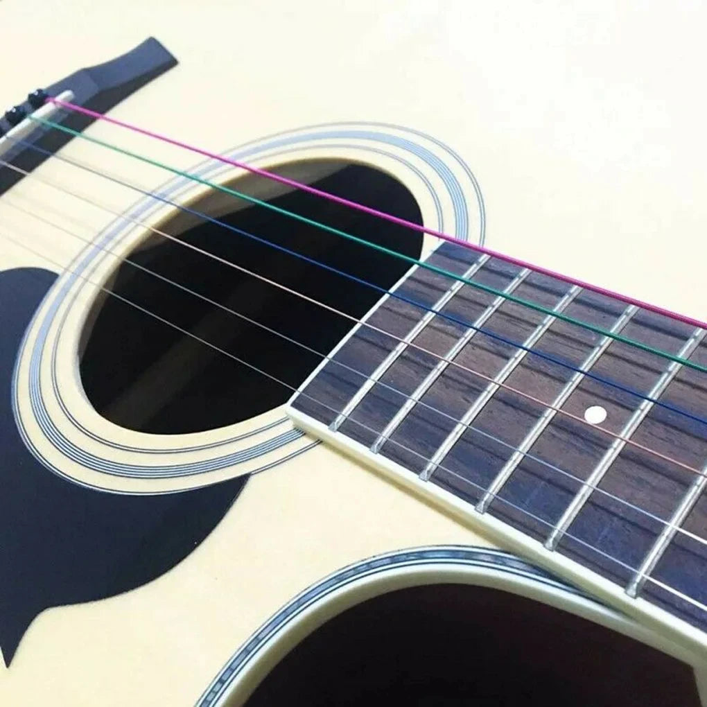 Miwayer Set of 6 Acoustic Guitar Strings, E-A Rainbow Colors, for Folk Acoustic Guitar, Classical Guitar