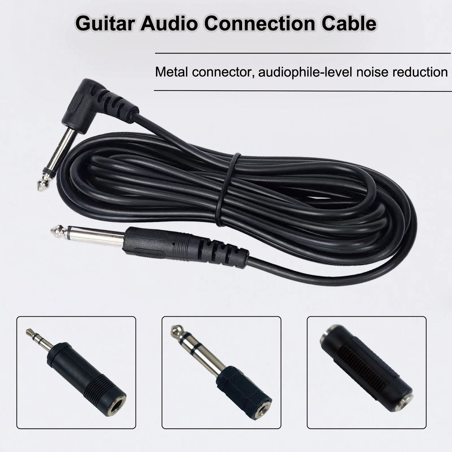 Miwayer Guitar Audio Cable 3m Connecting Cable 6.35 3.5mm Plugs Stereo Audio Noise Reduction Audio Cable ABS Jacket w/3 Adapters