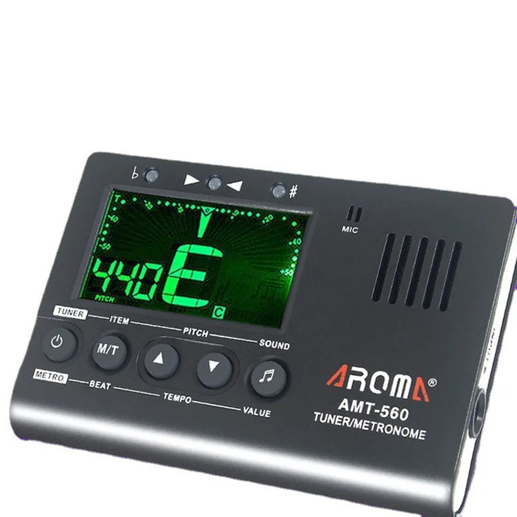 Aroma AMT-560 3 in 1 Electric Guitar Metronome Tuner Built-in Mic w/ Pickup Cable 6.3mm for Guitar Chromatic Bass Violin Ukulele