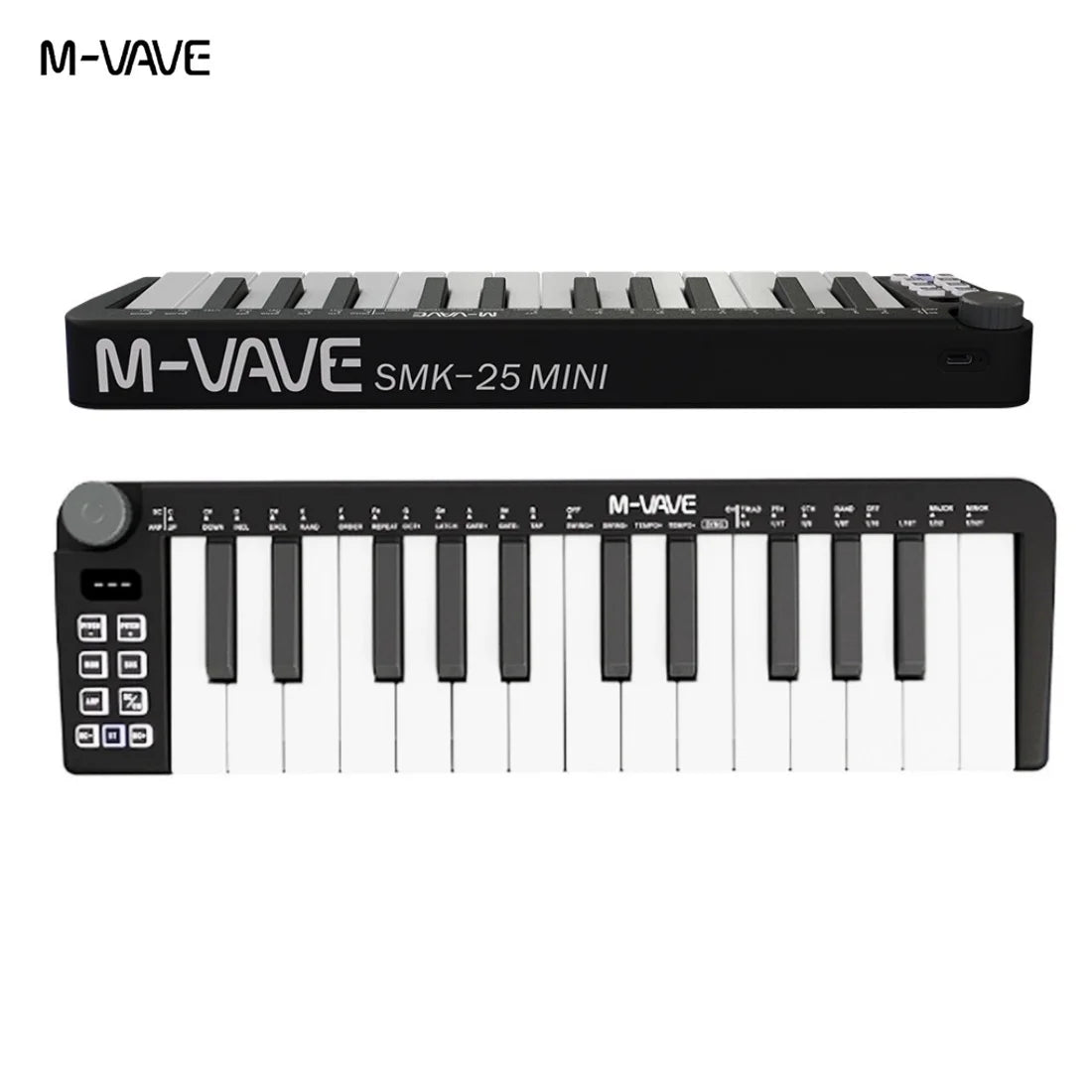 M-VAVE SMK-25 II MIDI Pad Controller Keyboard USB Mini 25 Key,16 RGB Drum Pads,8 Knobs and Music Production,Software Included