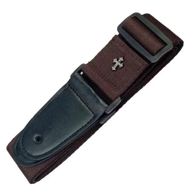Electric Guitar Strap Acoustic Folk Guitarra Belt Straps Vintage Cross Personality Guitar Straps Pick Pocket Guitar Accessories