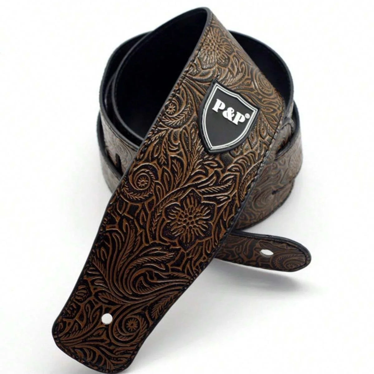 Guitar Strap Genuine Leather 2.5 Inch Adjustable Soft Embroidered Belt Classical Bass Music Hobby Guitar Accessories