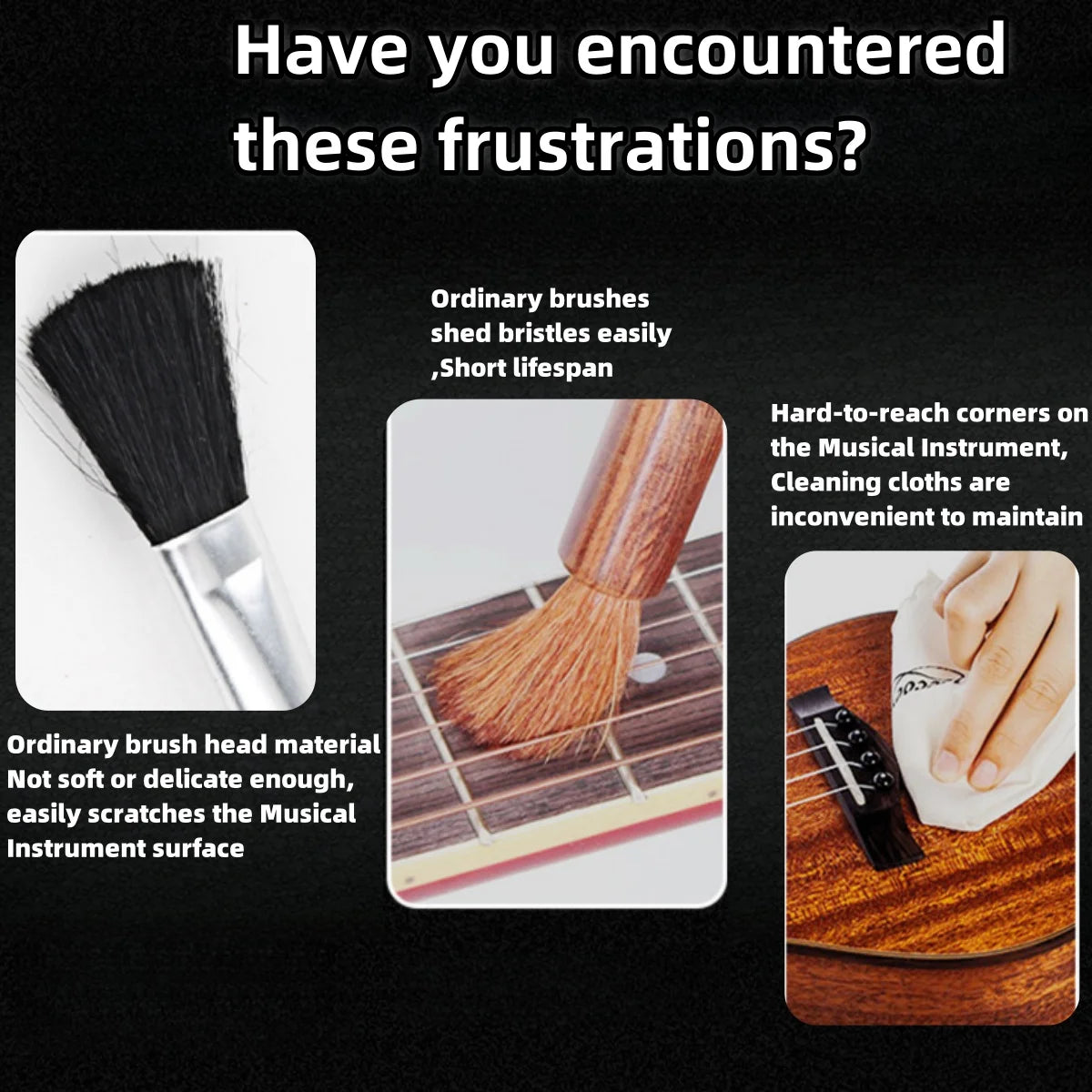 1PCS Double Head Guitar Cleaning Brush Dust Brush for Guitar Care String Fretboard Musical Instrument Cleaning Brush