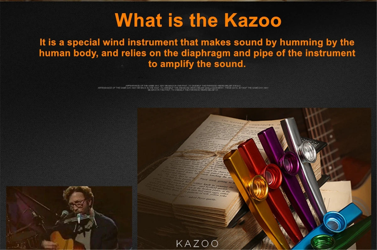 Kazoo Silver Aluminum Alloy with Membrane Flute Diaphragm Mouth Kazoos Musical Instruments