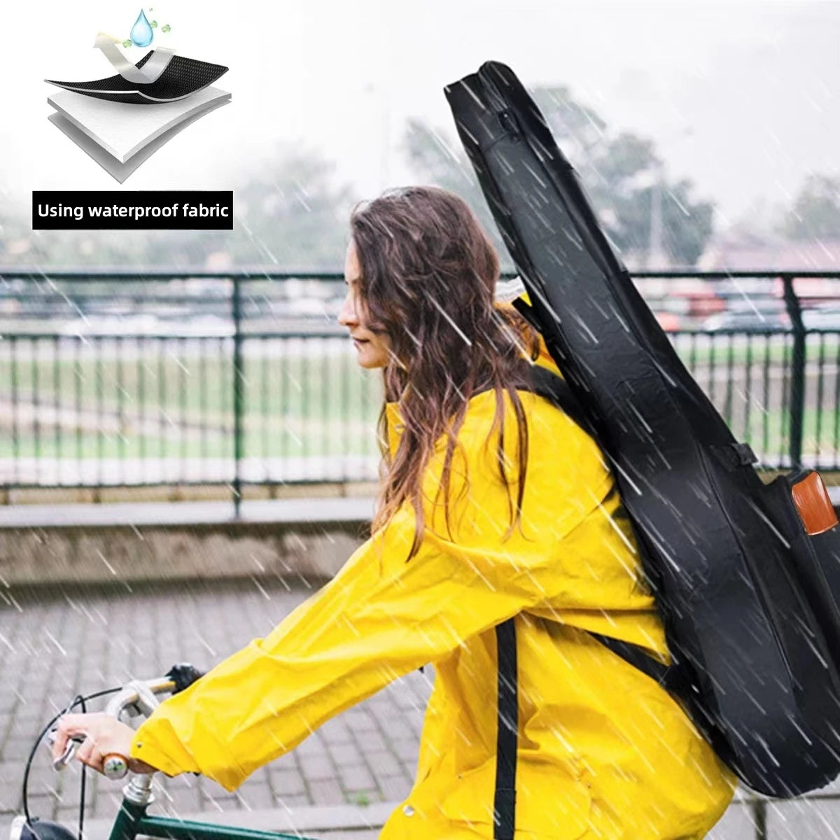 Miwayer Acoustic Guitar Bag 41 Inch Thickened Waterproof Oxford Nylon Double Straps Cotton Padded Guitar Case Gig Backpack