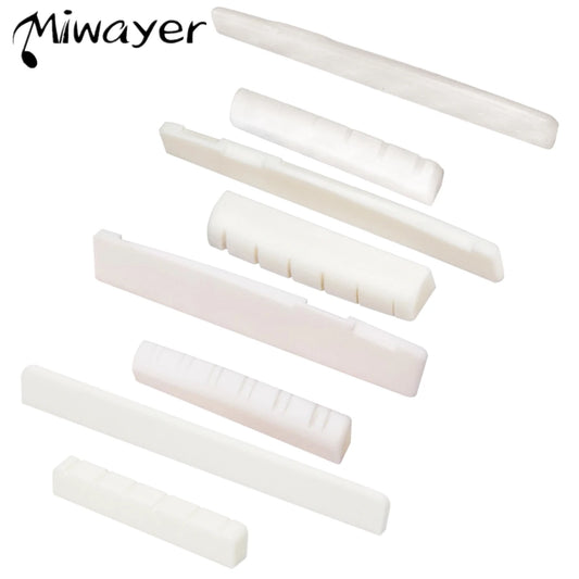 Miwayer 1 Pair 6-12 String Acoustic Classical Guitar Bone Bridge Multiple Saddle and Nut Made of Real Bone