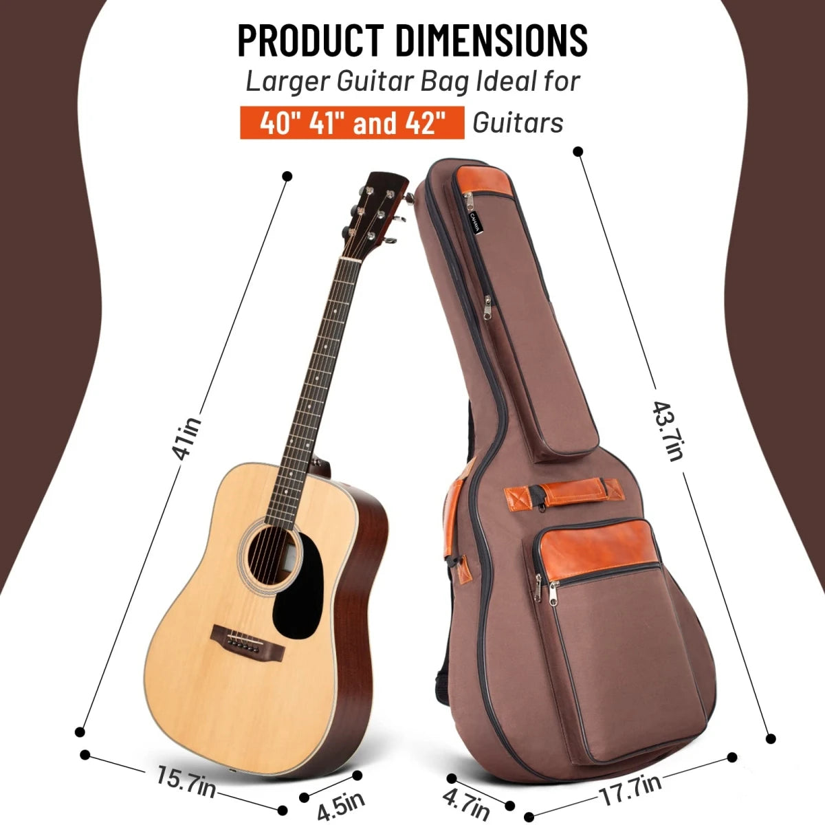 Miwayer-Acoustic Guitar Bag, 41-Inch Bag, Waterproof, Thick, Oxford, Nylon, Double Straps, Padded Cotton Guitar Case Bag