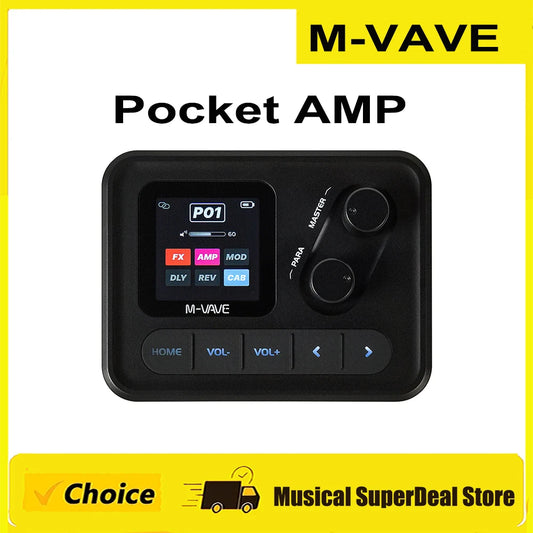 M-VAVE Pocket AMP Mini Guitar Bass Amp 1.54 LCD Color Screen 1450mAh Custom Multi-Function APP Control Desktop Effects Processor