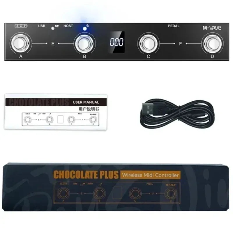 M-vave MIDI System/Chocolate Plus MIDI Controller Programmable Wireless System Suit 4 Buttons Portable Foot Controller