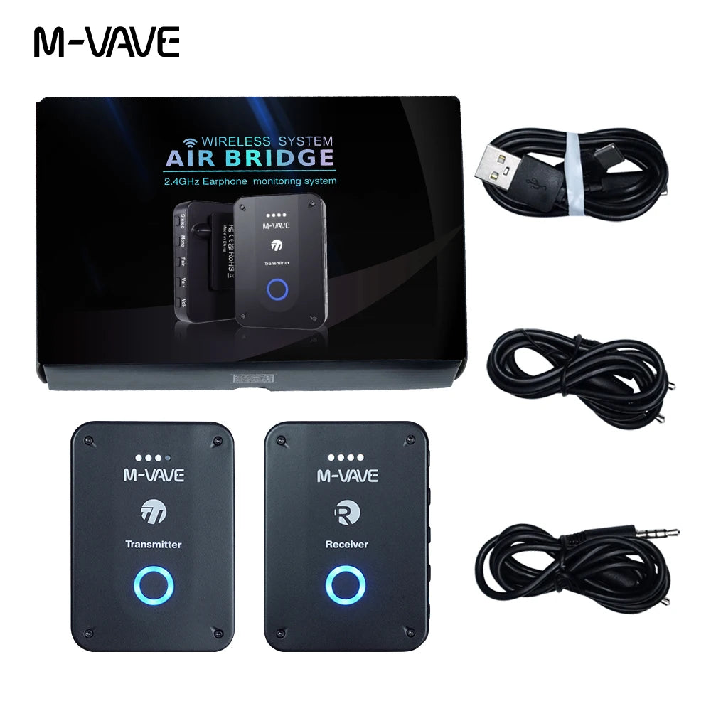 M-vave WP-9 Wireless Earphone Monitor 2.4G Rechargeable Transmitter Receiver with Volume Support Stereo Mono Mute Function
