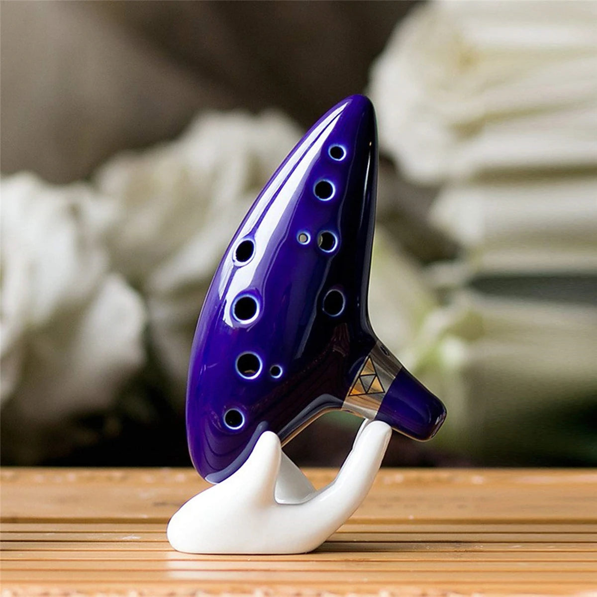Ocarina,12 Tones Alto C Ceramic Ocarina Musical Instrument with Song Book Neck String Neck Cord Carry Bag, Blue