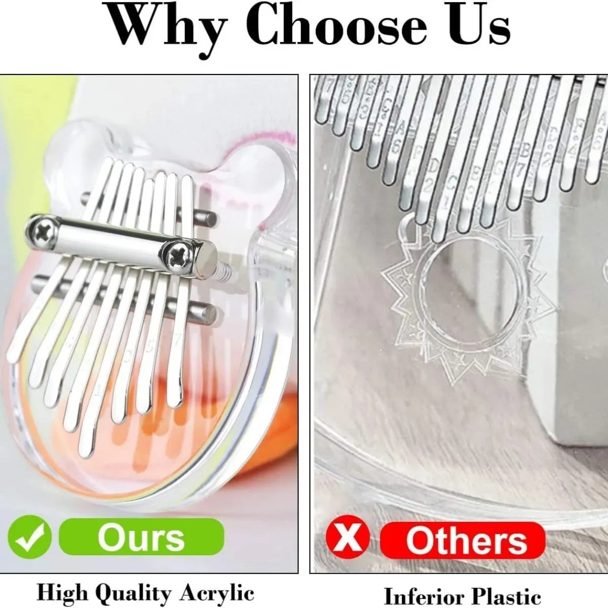 Miwayer 8 Keys Mini Kalimba Rainbow Transparent Heart Crystal Kalimba Acrylic Thumb Piano Acoustic Finger Piano Music Instrument
