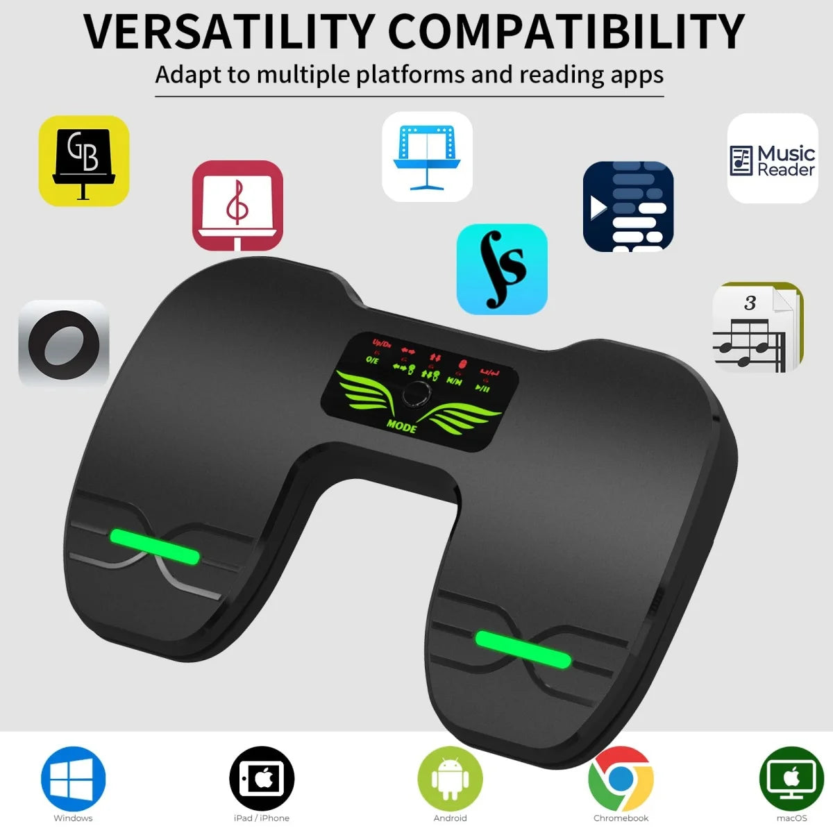 Wireless Page Turner Pedal Portable Music Page Turner for Tablets Smartphones BT Foot Page Turner Rechargeable & Anti-Skid Pad