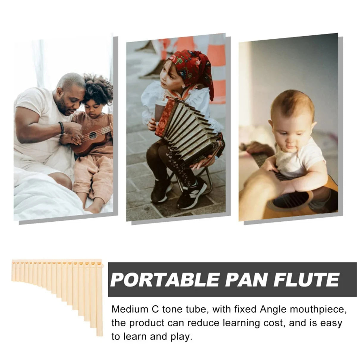 Miwayer Pan Flute 18 Pipes Eco-friendly Resin C Tone Easy Learn Pan Flute Pan Pipe Musical Instrument