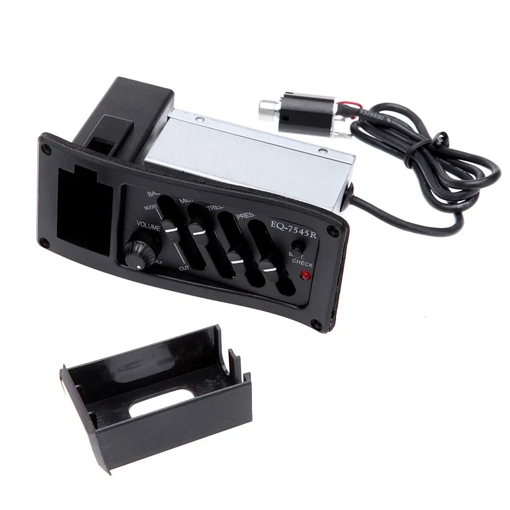 4 Band Guitar Pickup Acoutic Guitar EQ Piezo Pickup Acoustic Guitar Pickup Preamp Amplifier Equalizer Tuner for Acoustic Guitars