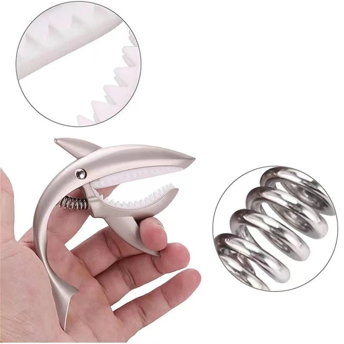Miwayer Metal Shark Guitar Capo Zinc Alloy for Bass Acoustic and Electric Guitar with Good Hand Feeling, 7 Colors Optional