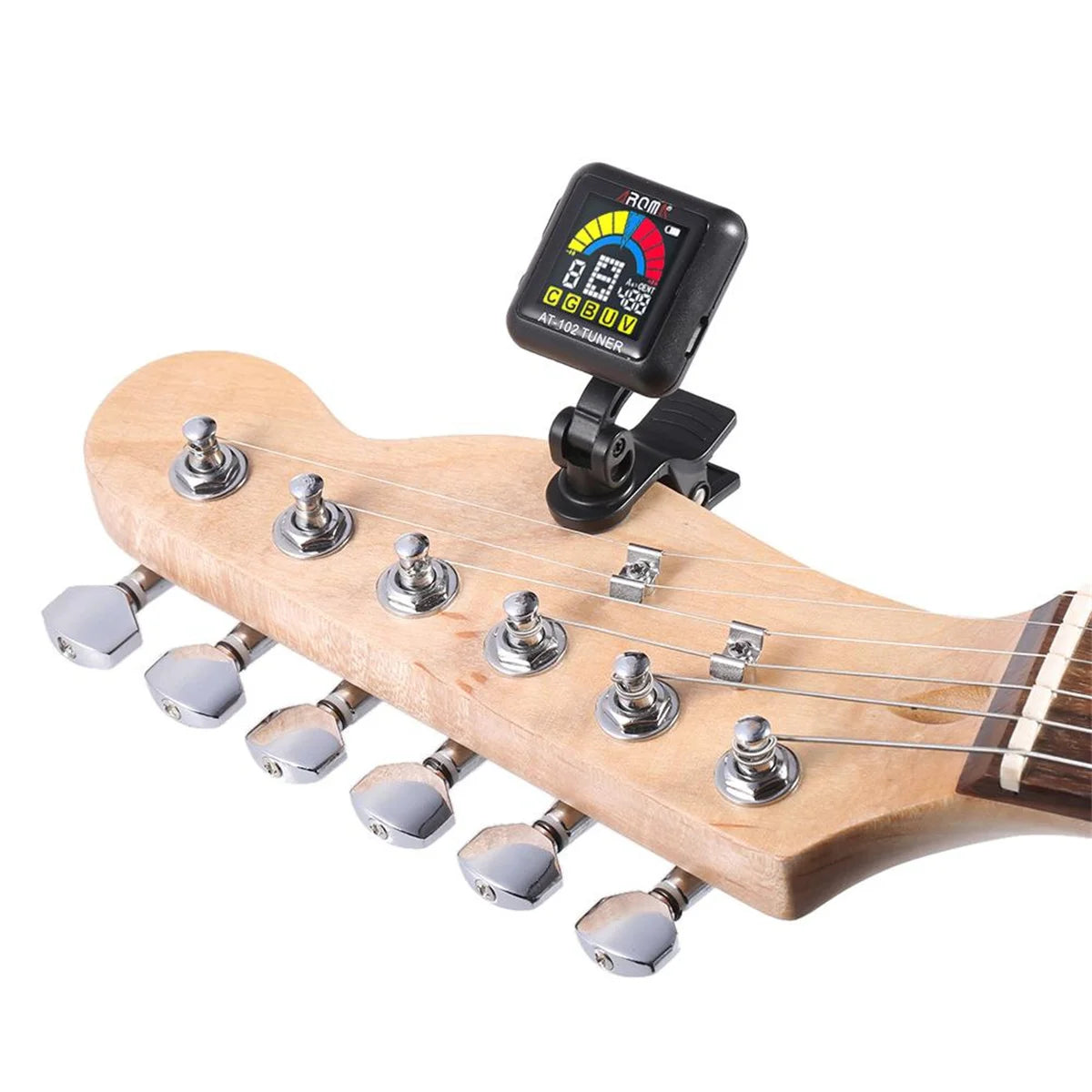 AROMA Rechargeable tuner AT-102 Black, USB Rechargeable Built‑in Battery  Large LCD 360 Degree for Guitar/Bass/Ukulele/Violin