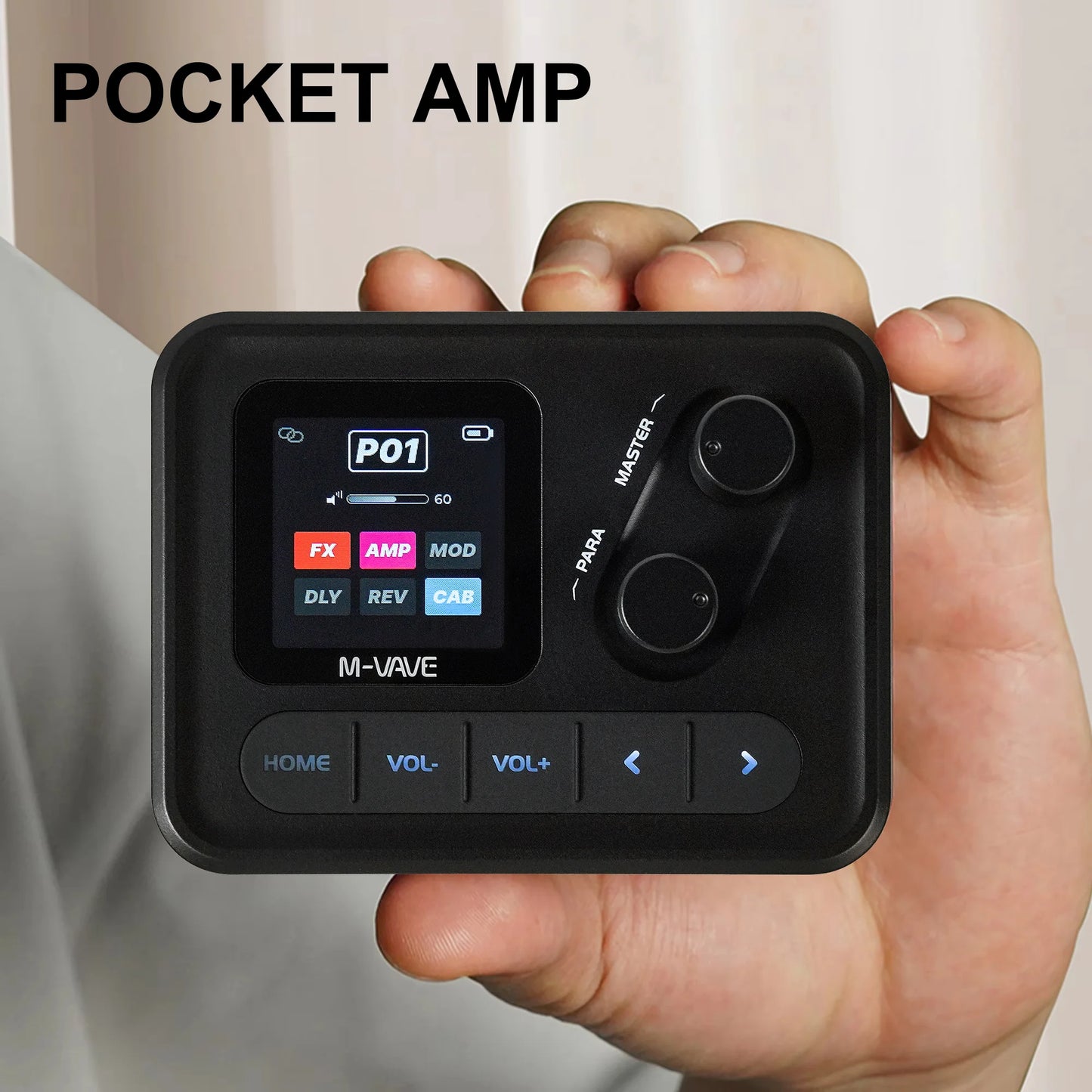 M-VAVE Pocket AMP Mini Guitar Bass Amp 1.54 LCD Color Screen 1450mAh Custom Multi-Function APP Control Desktop Effects Processor