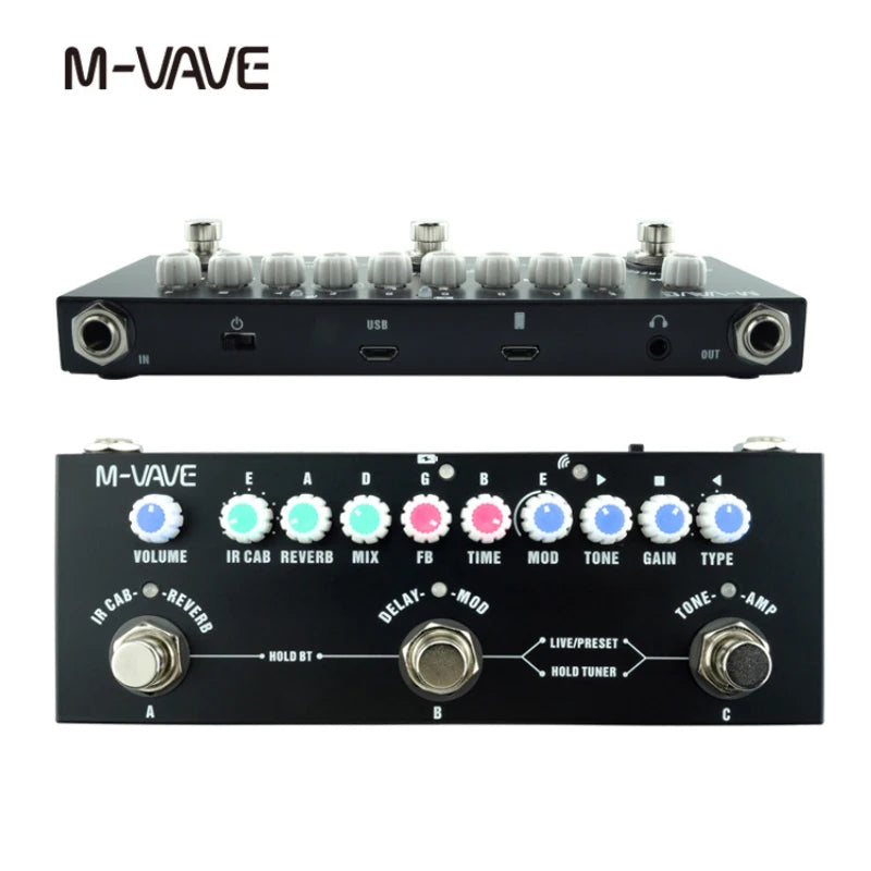 M-VAVE Cube BABY Multi Effects Pedal for Electric Guitar/Bass/Acoustic Guitar 8 IR Cabinets Simulation M-vave Rechargeable Pedal