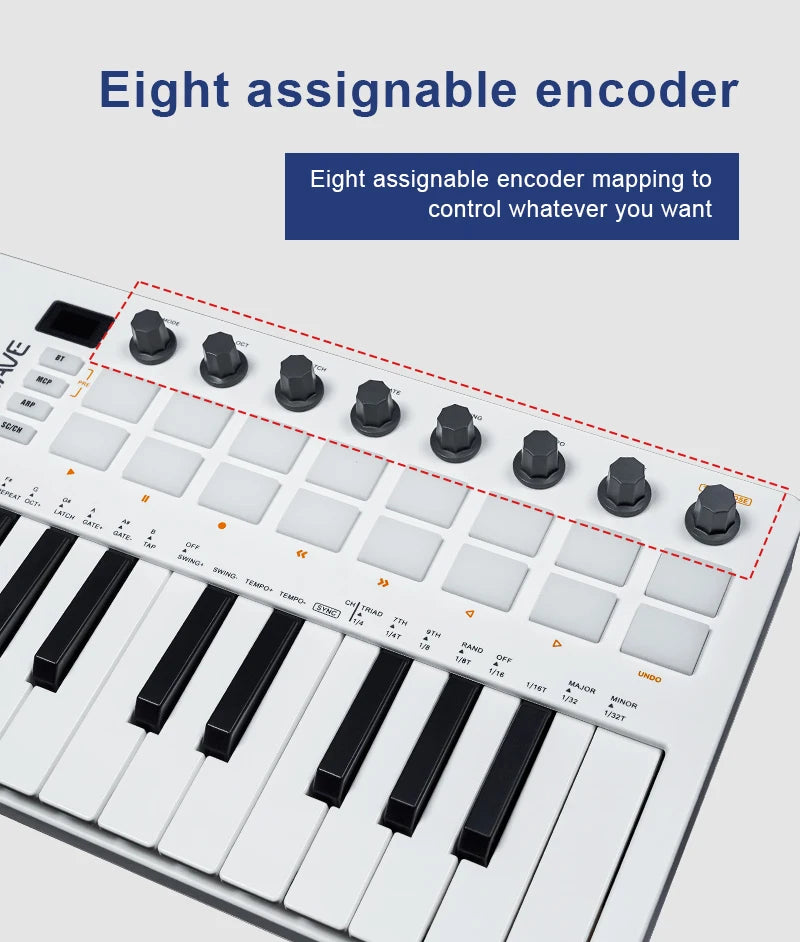 M-VAVE SMK-25 II MIDI Pad Controller Keyboard USB Mini 25 Key,16 RGB Drum Pads,8 Knobs and Music Production,Software Included