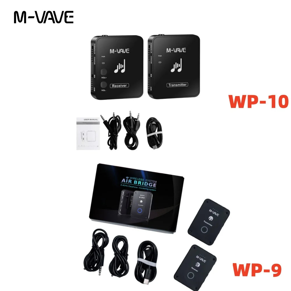 M-VAVE WP-9 2.4G Wireless System Earphone Monitor Transmission System Rechargeable Transmitter Receiver Mono Recording Function