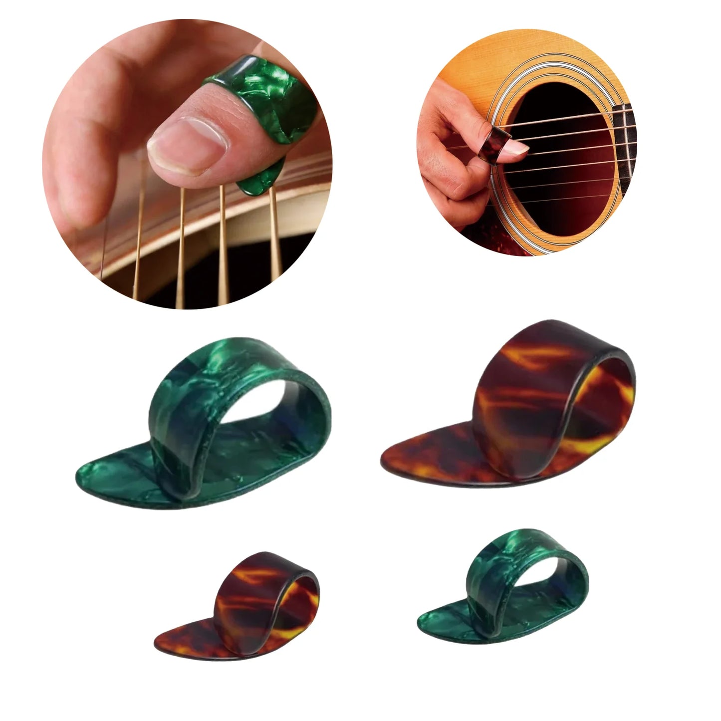 Guitar Picks 4pcs Celluloid Plectrums Thumb Finger Picks for Electric Guitar Acoustic Guitar Ukulele Bass