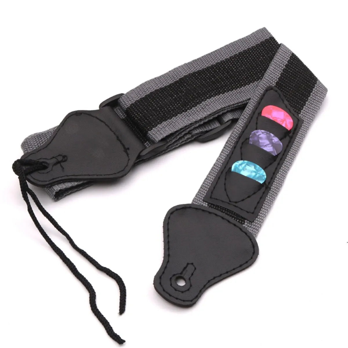 Electric Guitar Strap Adjustable with 3 Guitar Picks Holders PU Leather Ends Acoustic Guitar Bass Strap Belt Accessories