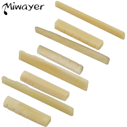 Miwayer 1 Pair 6-12 String Acoustic Classical Guitar Unbleached Bone Bridge Multiple Saddle and Nut Made of Real Bone