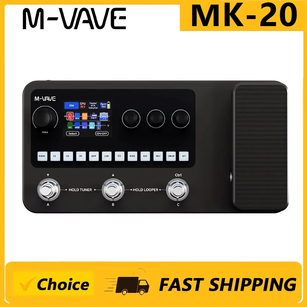 M-VAVE MK-20 Effect Pedal Guitar and Bass Multi-Function Effects Pedal with Drum Machine and Loop Function