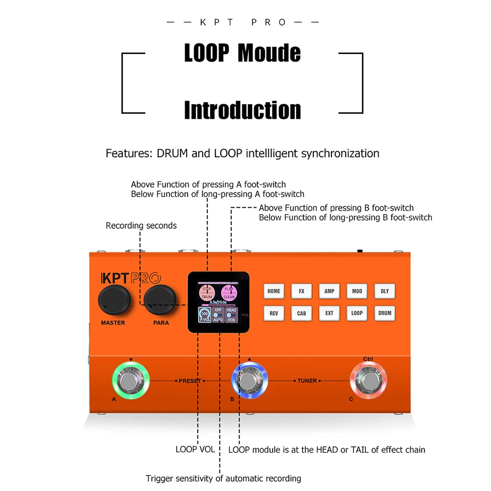 Yuimer KPT PRO Guitar Bass Multi-Effects Processor TANK-G Upgraded KPTPRO Effect Pedal From M-Vave
