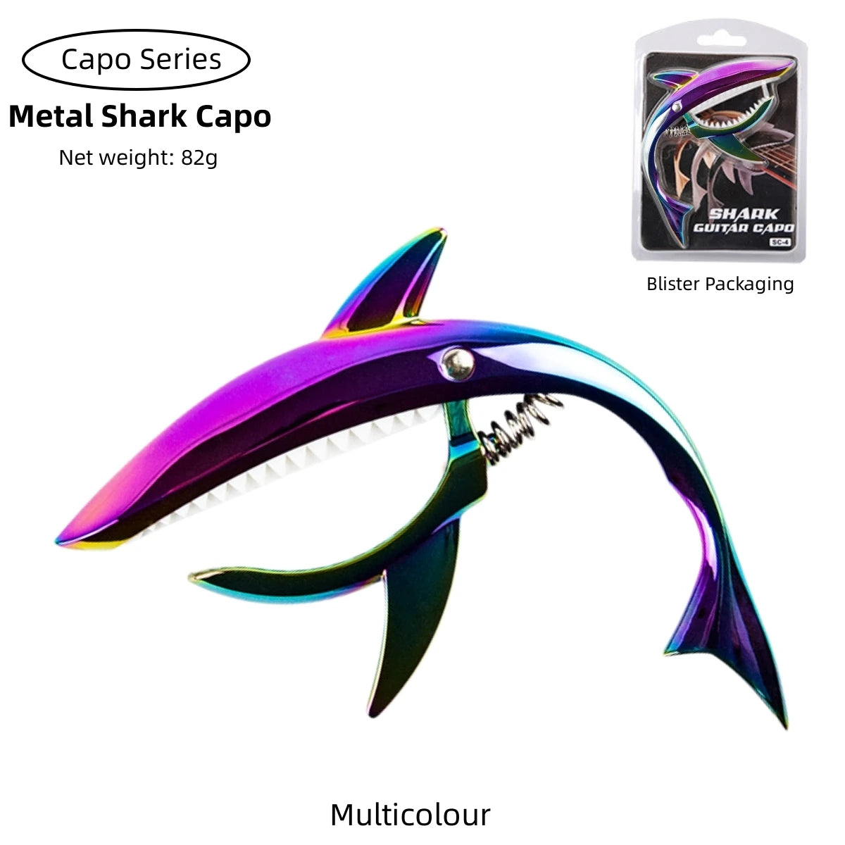 Miwayer Metal Shark Guitar Capo Zinc Alloy for Bass Acoustic and Electric Guitar with Good Hand Feeling, 7 Colors Optional