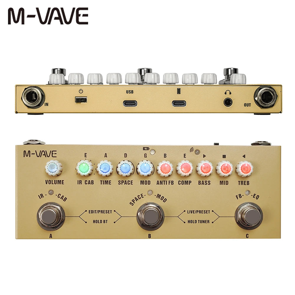 M-VAVE Cube BABY Multi Effects Pedal for Electric Guitar/Bass/Acoustic Guitar 8 IR Cabinets Simulation M-vave Rechargeable Pedal
