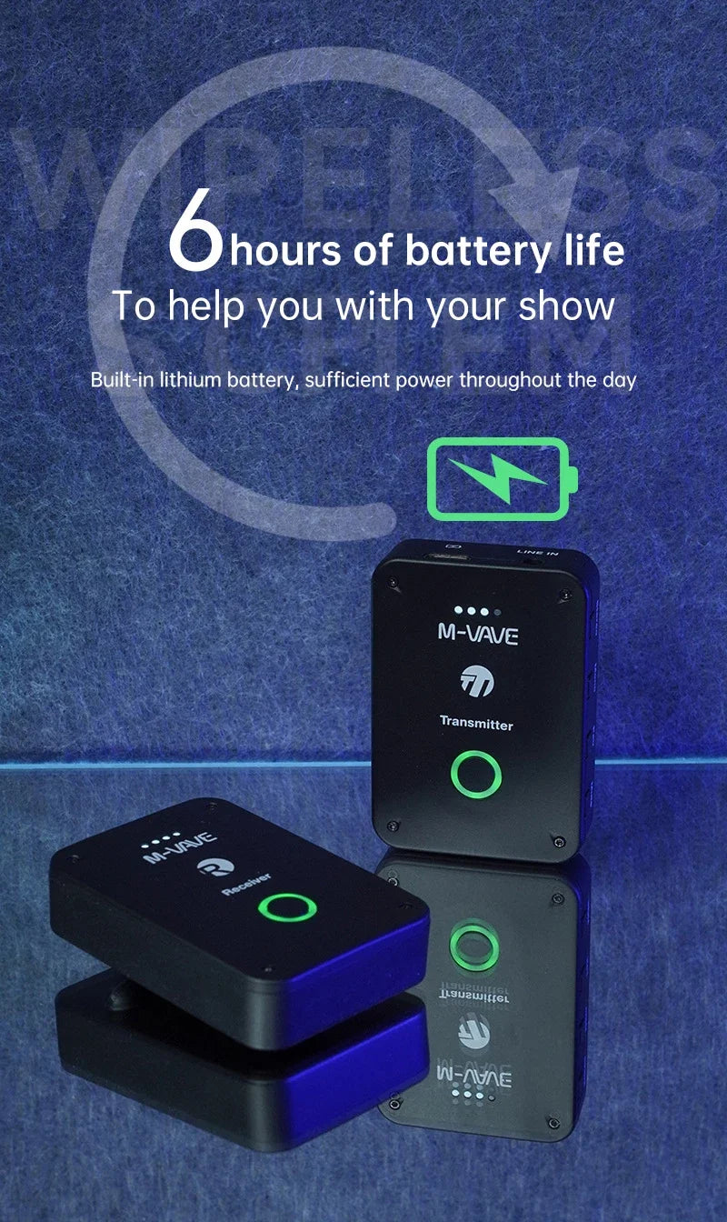 M-vave WP-9 Wireless Earphone Monitor 2.4G Rechargeable Transmitter Receiver with Volume Support Stereo Mono Mute Function