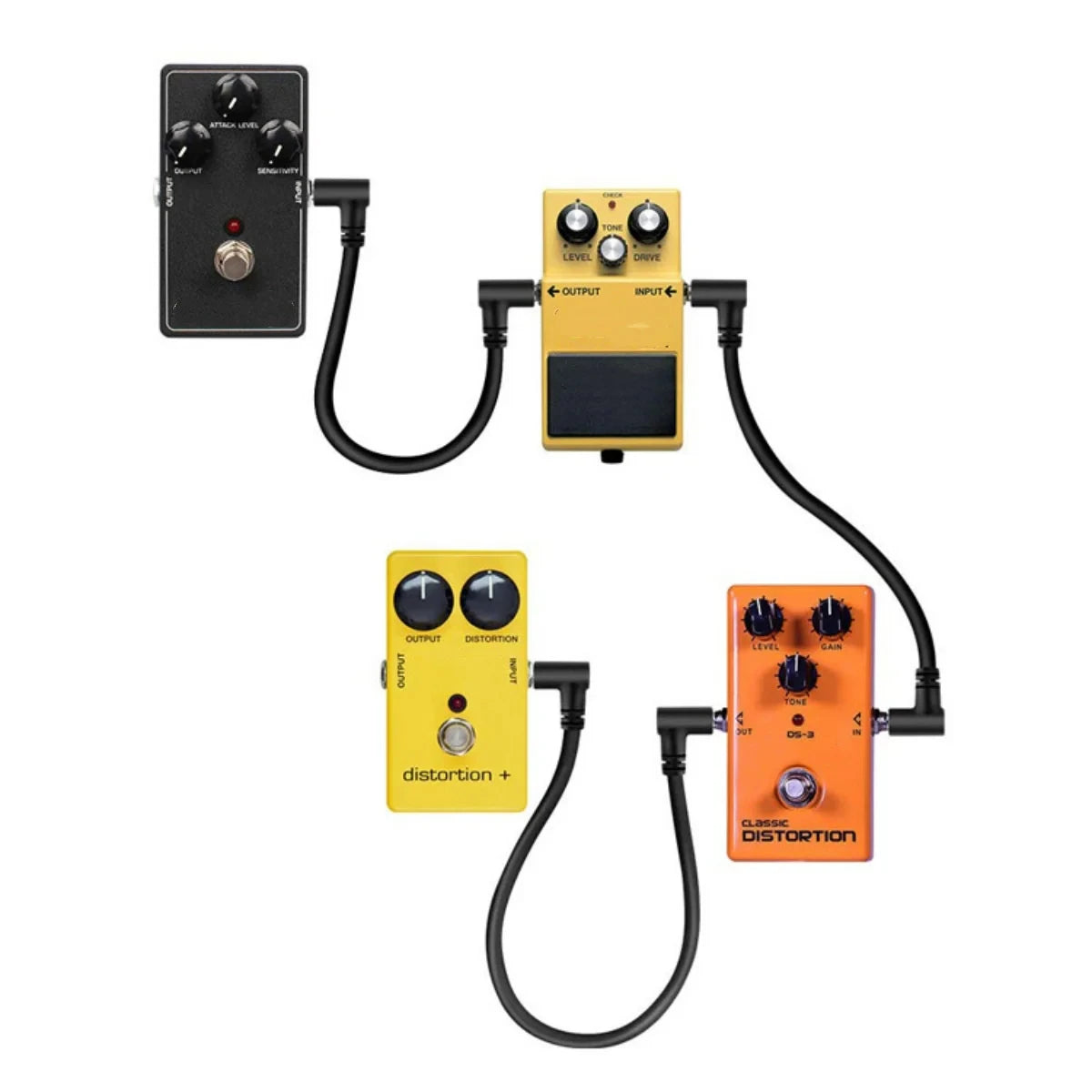 Miwayer 6Pcs Guitar Effect Pedal Cable Connecting Line 6.35Mm 1/4 Inch Audio Cable 6 Inch Right Angle Cord Copper Wire