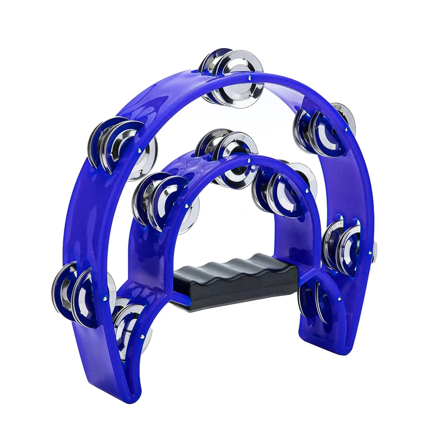 Tambourine Double Row Metal Jingles Hand Held Percussion Half-Moon Tambourines Musical Instrument Gifts for Kids, Adults, Party