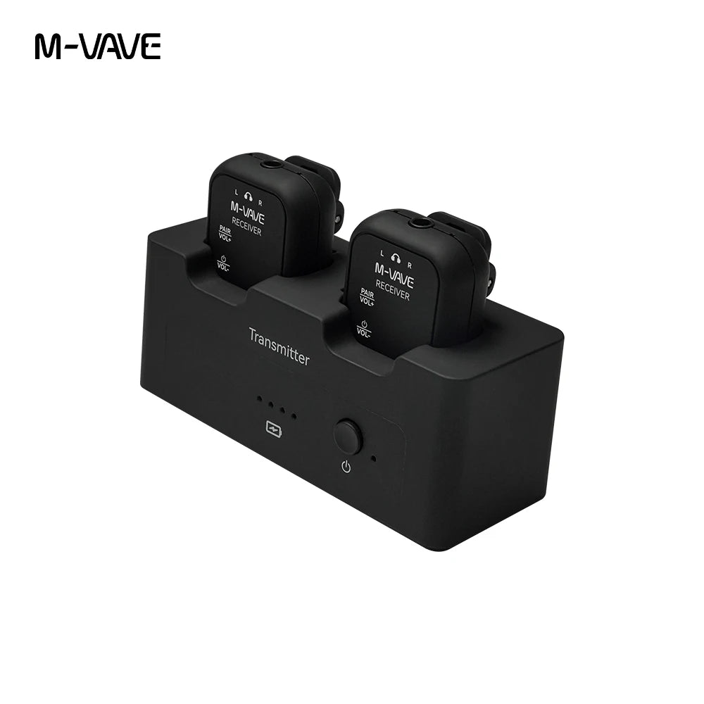 M-VAVE WP-12 1pcs Receiver,Wireless Earphone Monitor System Rechargeable Transmitter 2 Receivers With Volume Button ,Mute