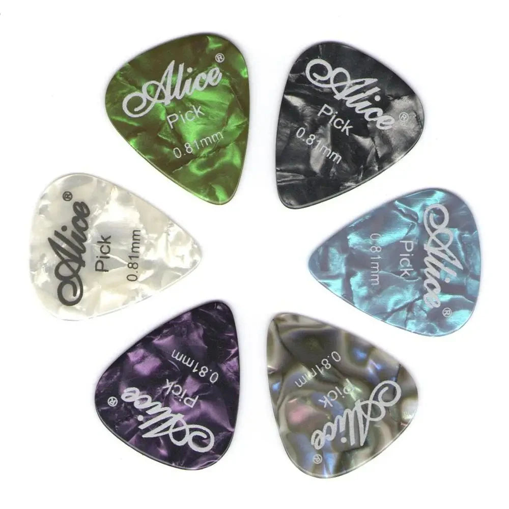Alice Guitar Picks 6pcs Celluloid Mediator Thickness 0.46 0.71 0.81 0.96 1.20 1.50mm Electric Acoustic Guitar Accessories