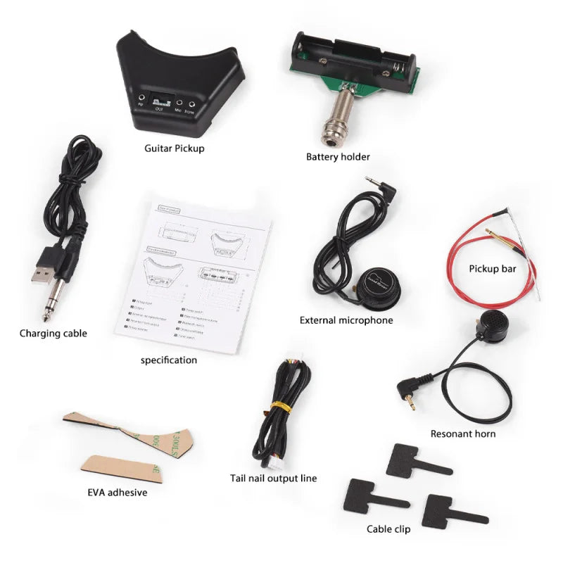 Sound Hunter Guitar Pickup Wooden Guitar Sound Hole Pickup Board Double Pickup Resonance/Anti-howl/BT Accompaniment Function