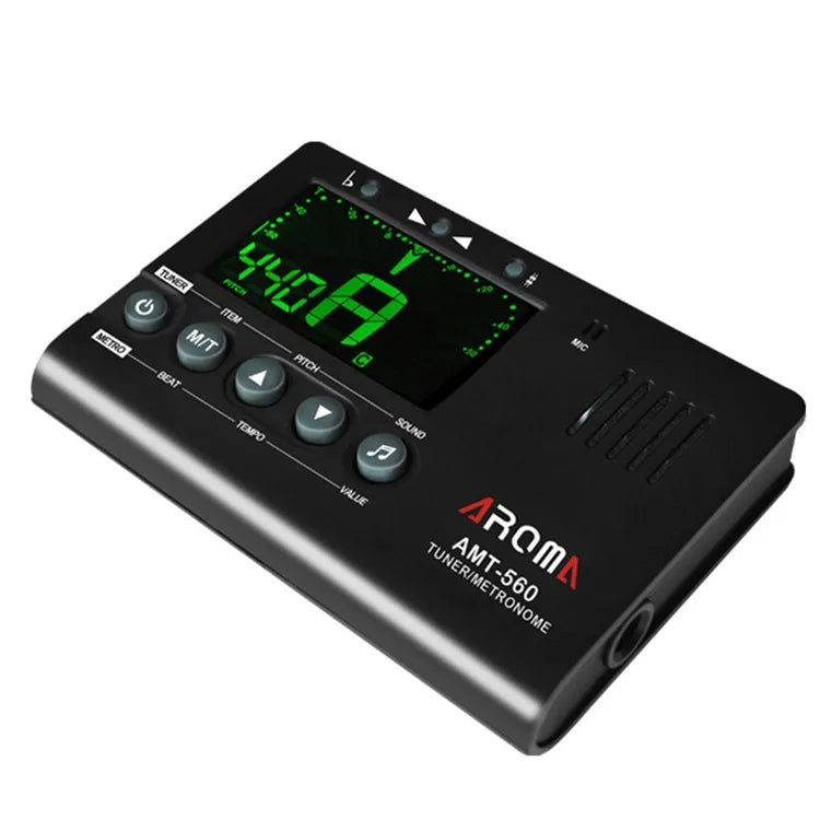 Aroma AMT-560 3 in 1 Electric Guitar Metronome Tuner Built-in Mic w/ Pickup Cable 6.3mm for Guitar Chromatic Bass Violin Ukulele