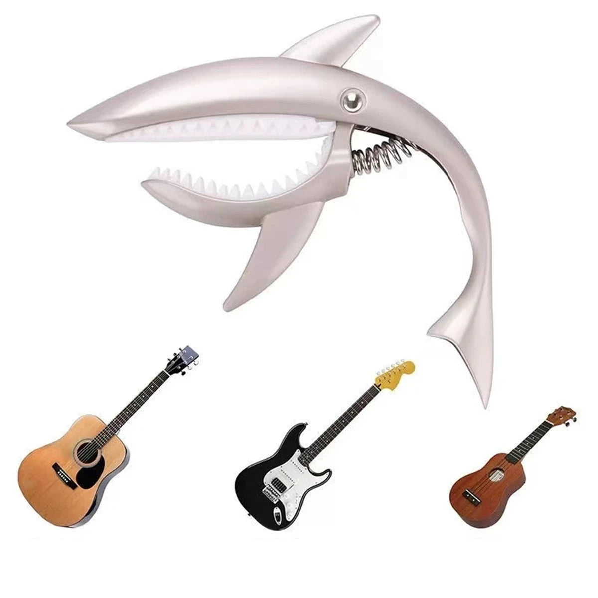 Miwayer Metal Shark Guitar Capo Zinc Alloy for Bass Acoustic and Electric Guitar with Good Hand Feeling, 7 Colors Optional
