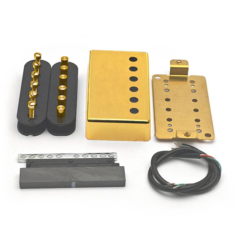 [Pickup DIY Kits] LP Guitar Humbucker Pickup Kits-Brass Cover/Ceramic/Plastic Bobbin/Fixed/Adjustable Pole/4C Cable Pickup Kits