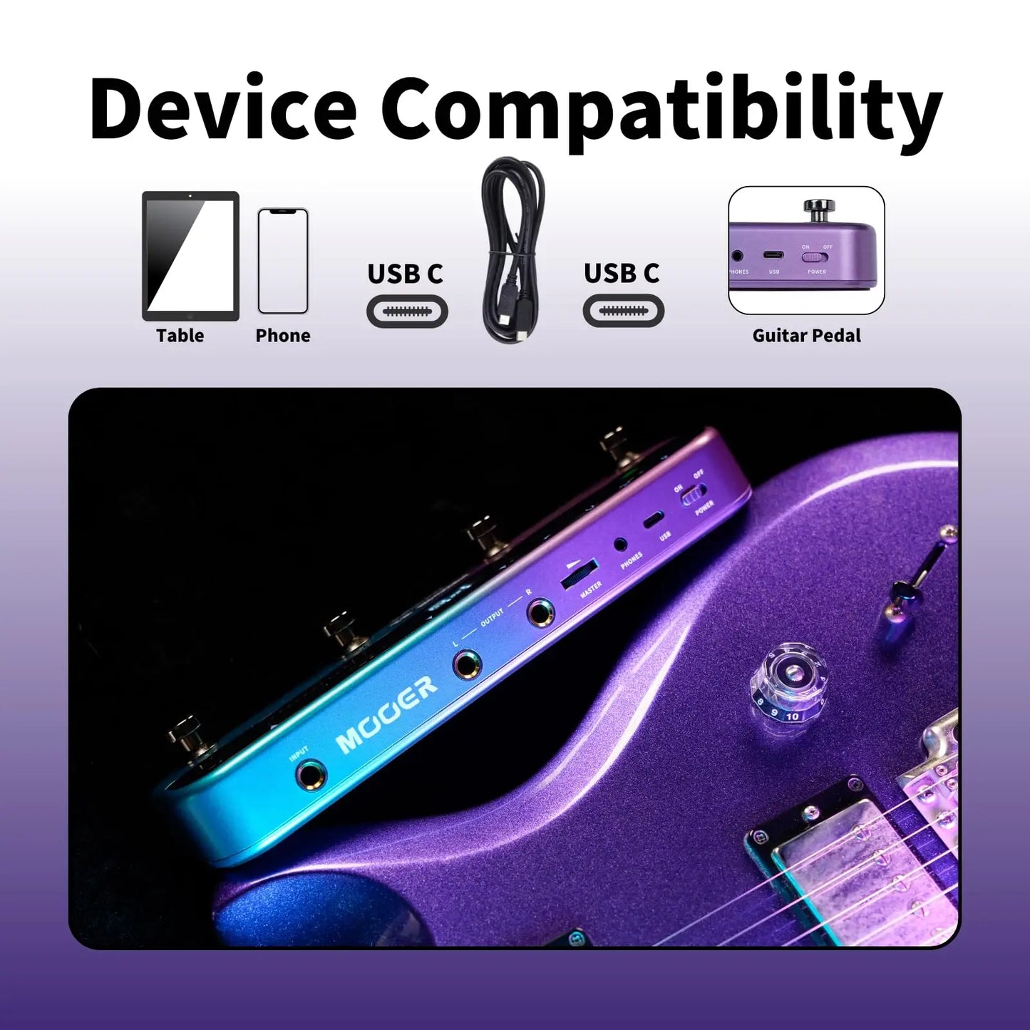MOOER Guitar Pedal Prime S1 Effectors with 128 Guitar Effects Drum Machine Tuner LOOPER Support Bluetooth Built-in Bat